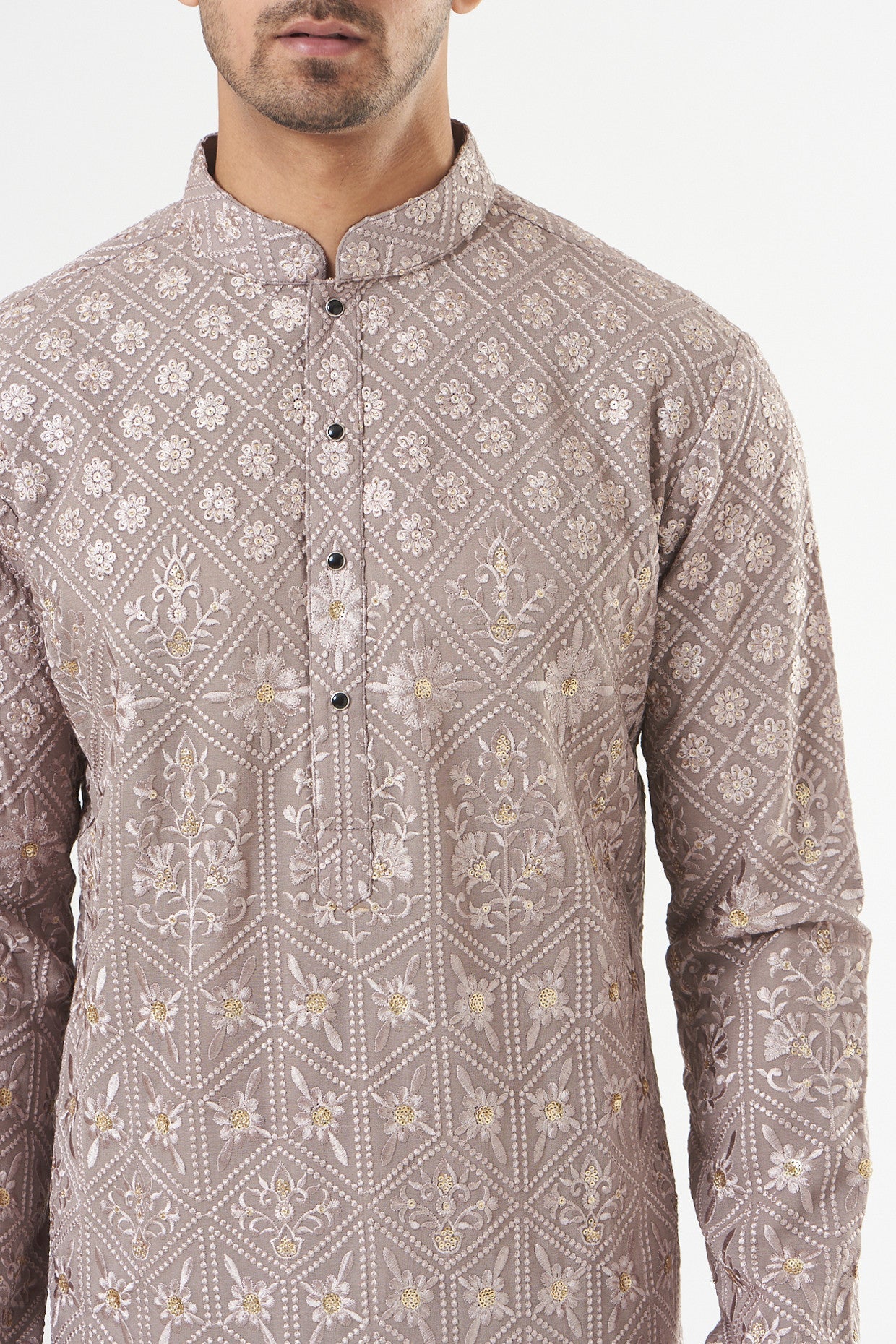 Purple Embroidered Kurta - kasbahmen