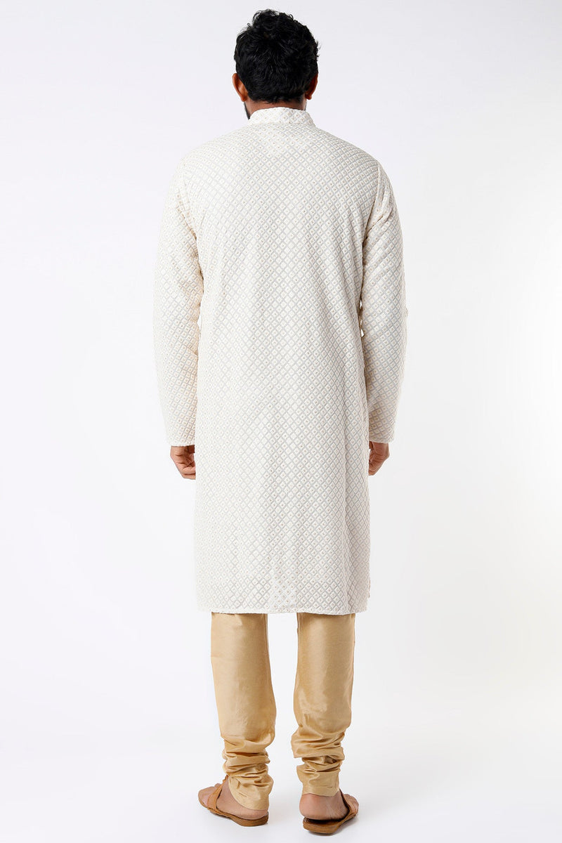 White Chikankari Kurta - kasbahmen