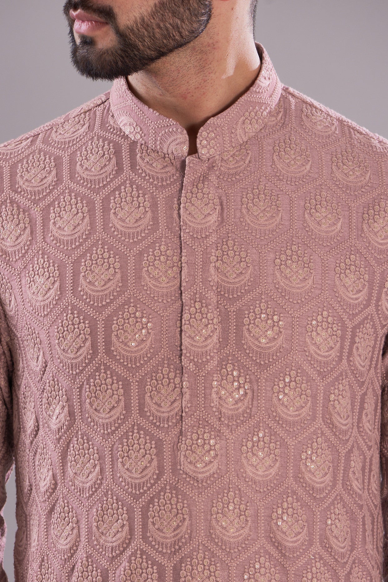 Dark mud pink embrodried kurta - kasbahmen