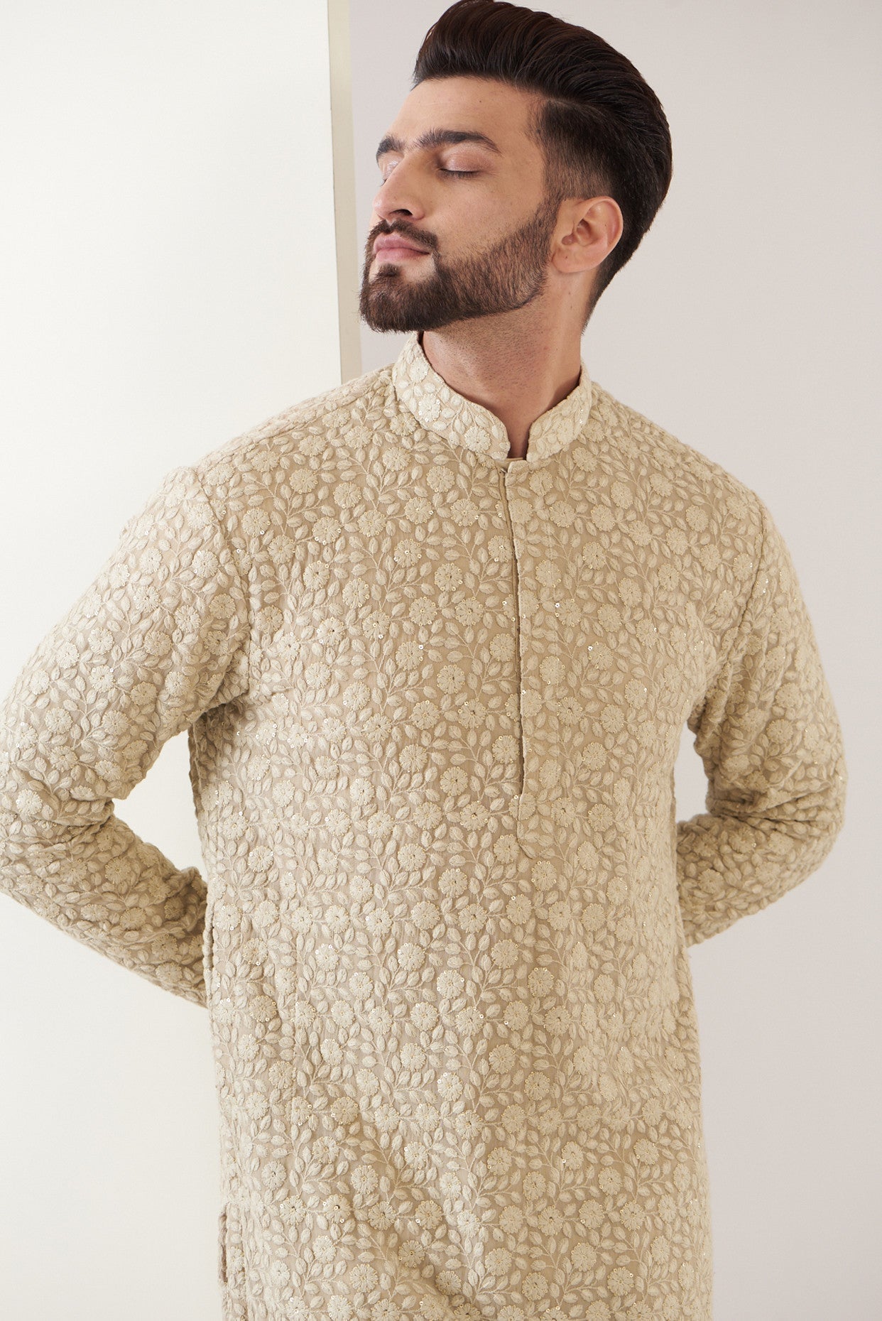 Dust Brown Chikankari kurta - kasbahmen