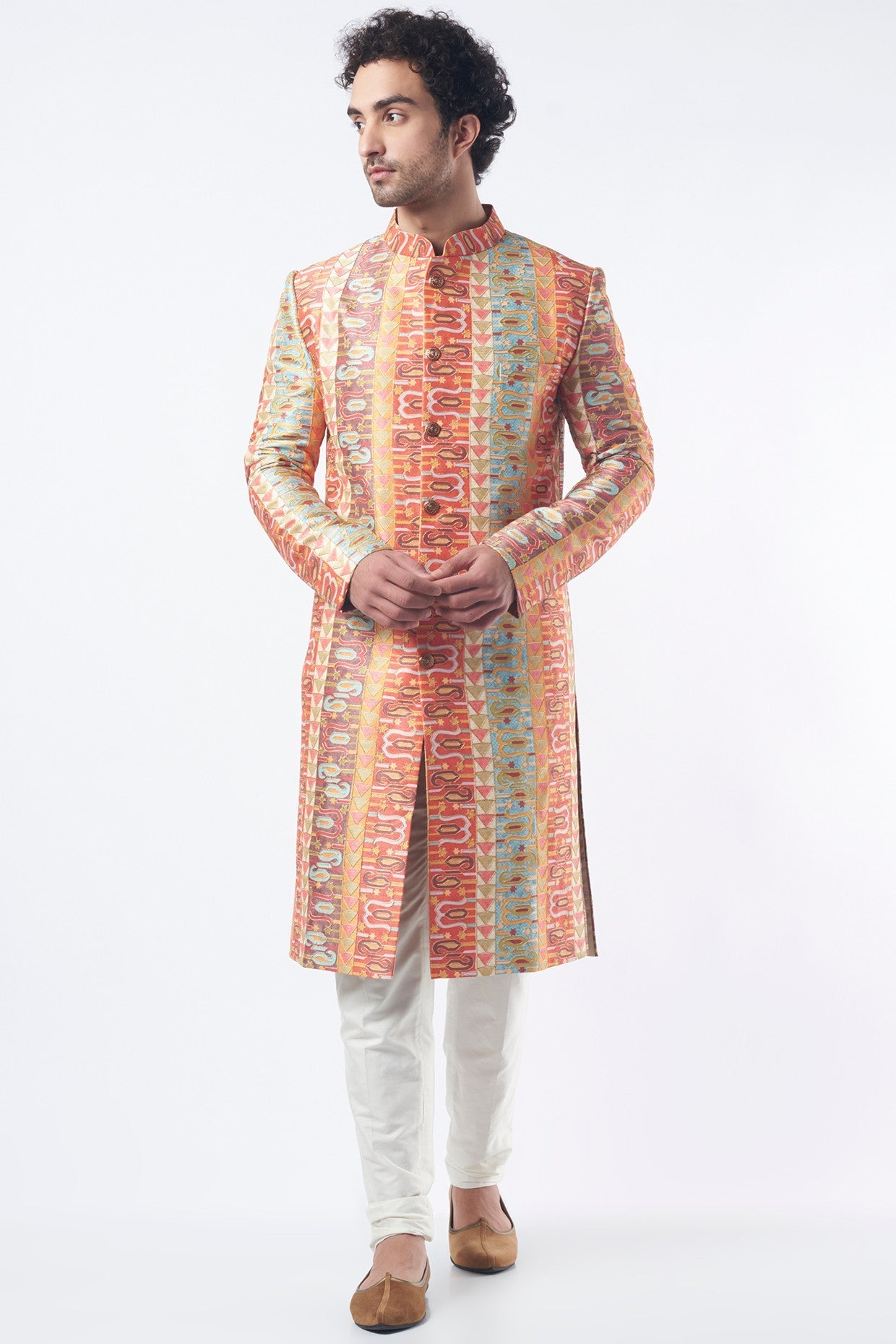 Multi-Coloured Embroidered Sherwani - kasbahmen