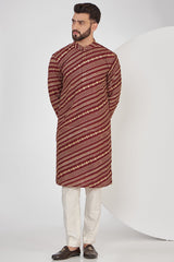 Maroon Embroidered Kurta with Intricate Zari work - kasbahmen