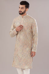 Multi-Colored Georgette Embroidered Kurta - kasbahmen