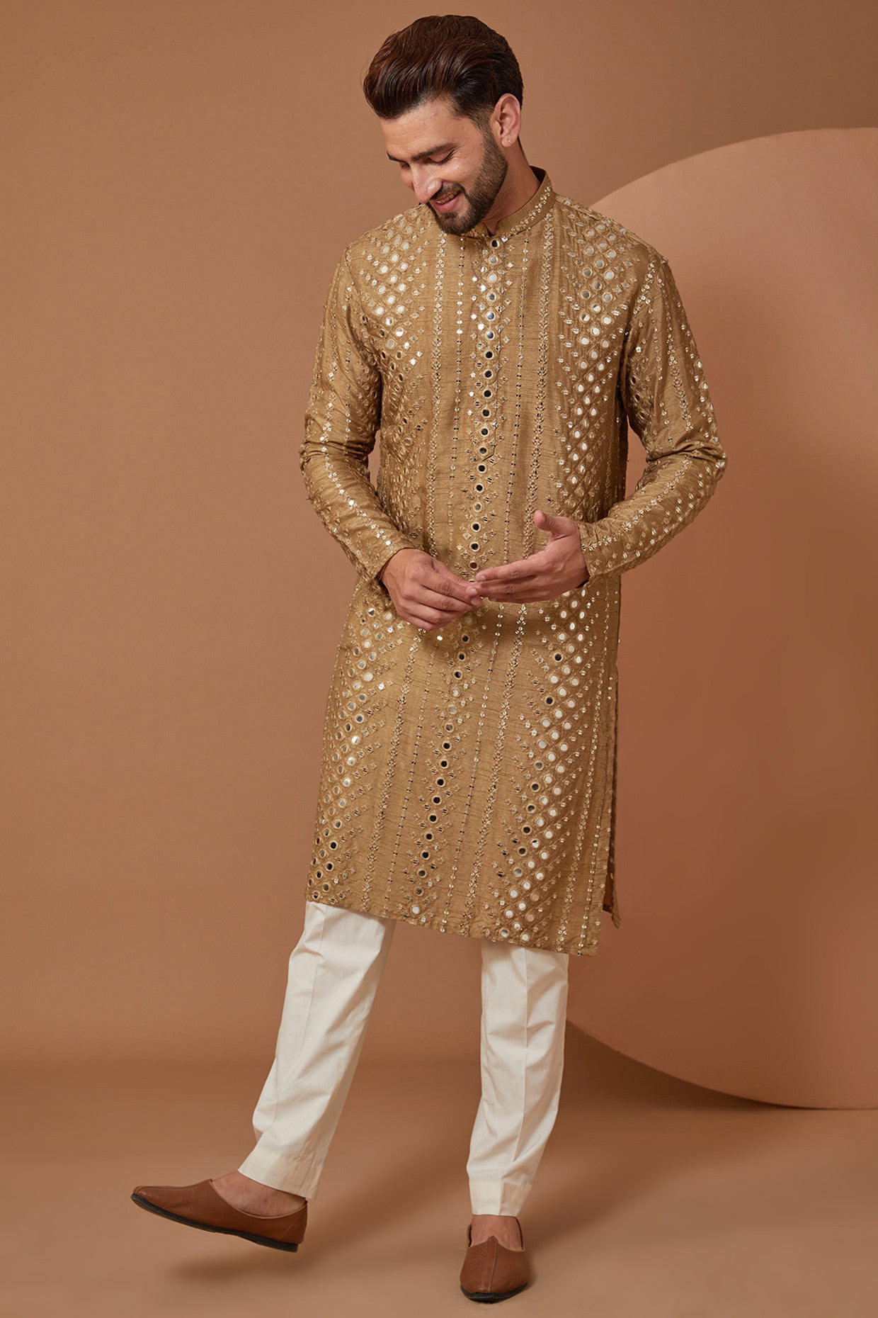 Signature Copper Mirrorwork Kurta - kasbahmen