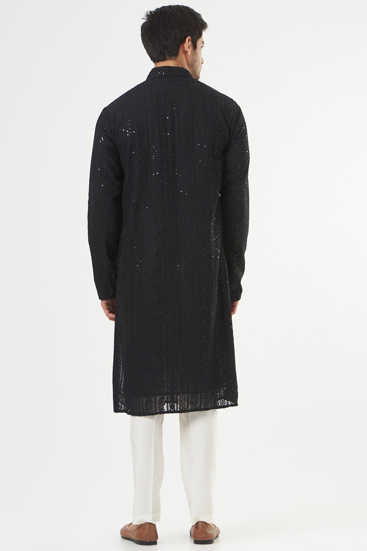 Black Georgette Embroidered Kurta - kasbahmen