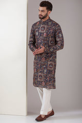 Navy Blue embroidred kurta - kasbahmen