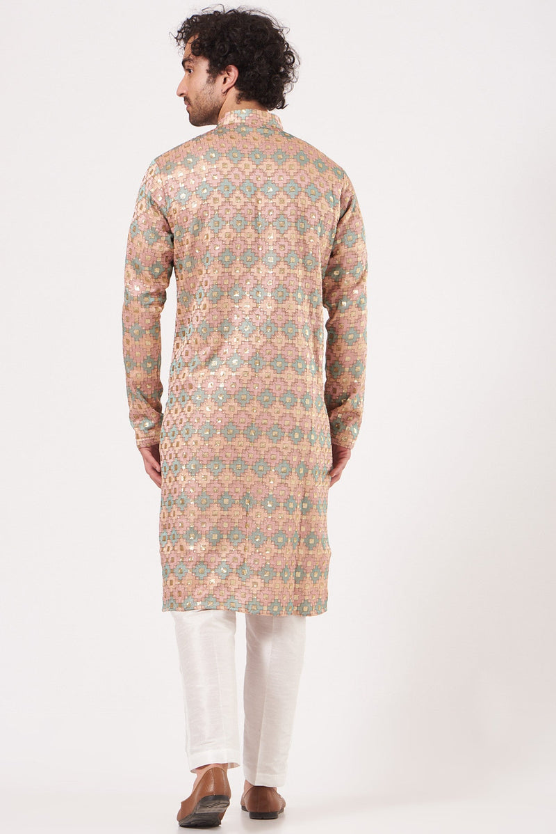 Blush Pink Embroidered kurta - kasbahmen