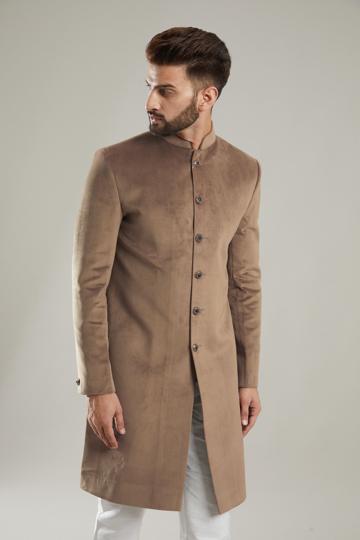 Bronze Velvet Sherwani - kasbahmen