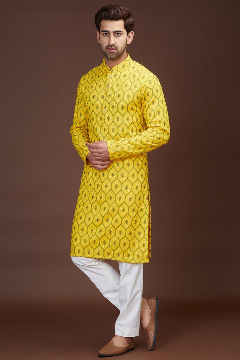 Yellow embrodried kurta - kasbahmen