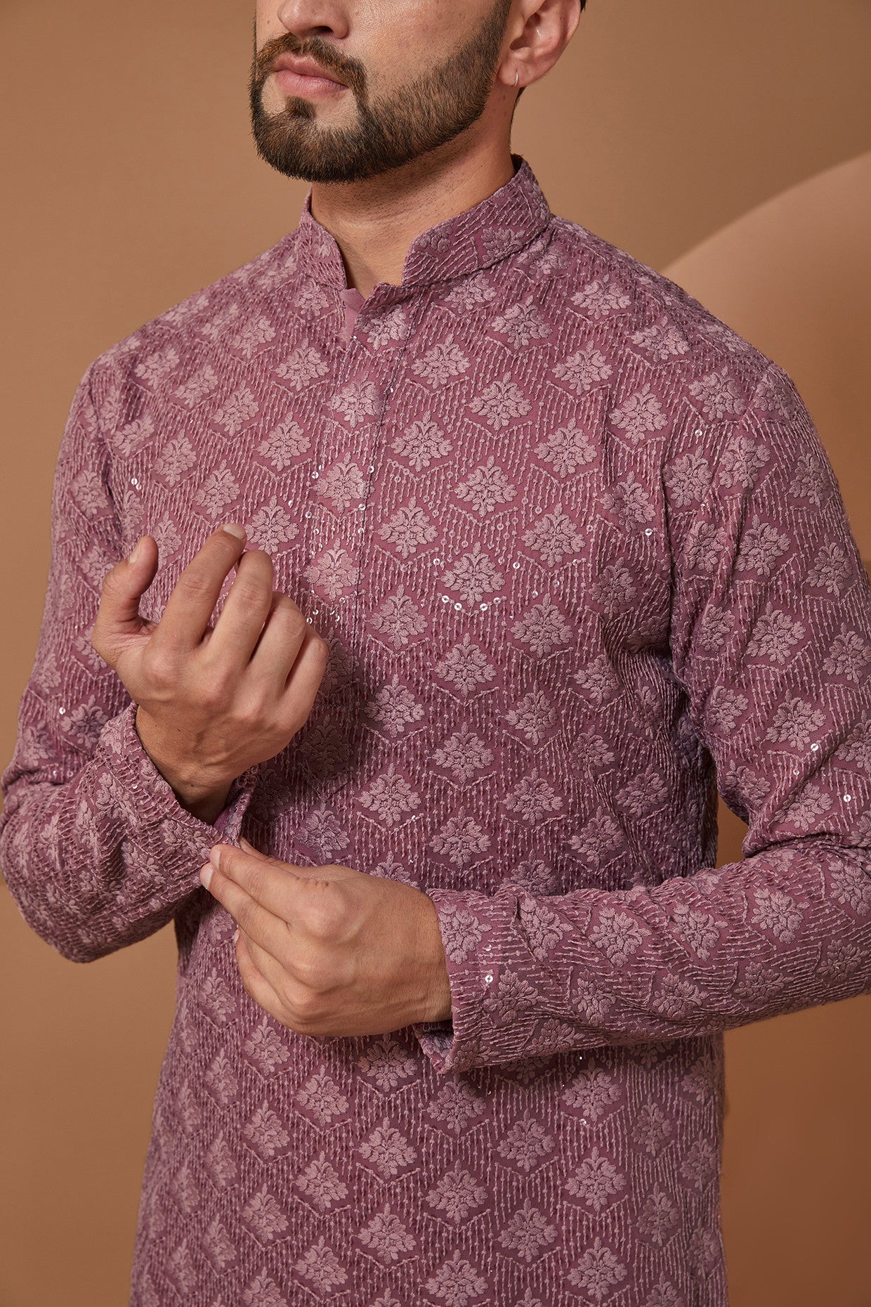 Purple Mauve Chikankari Kurta - kasbahmen