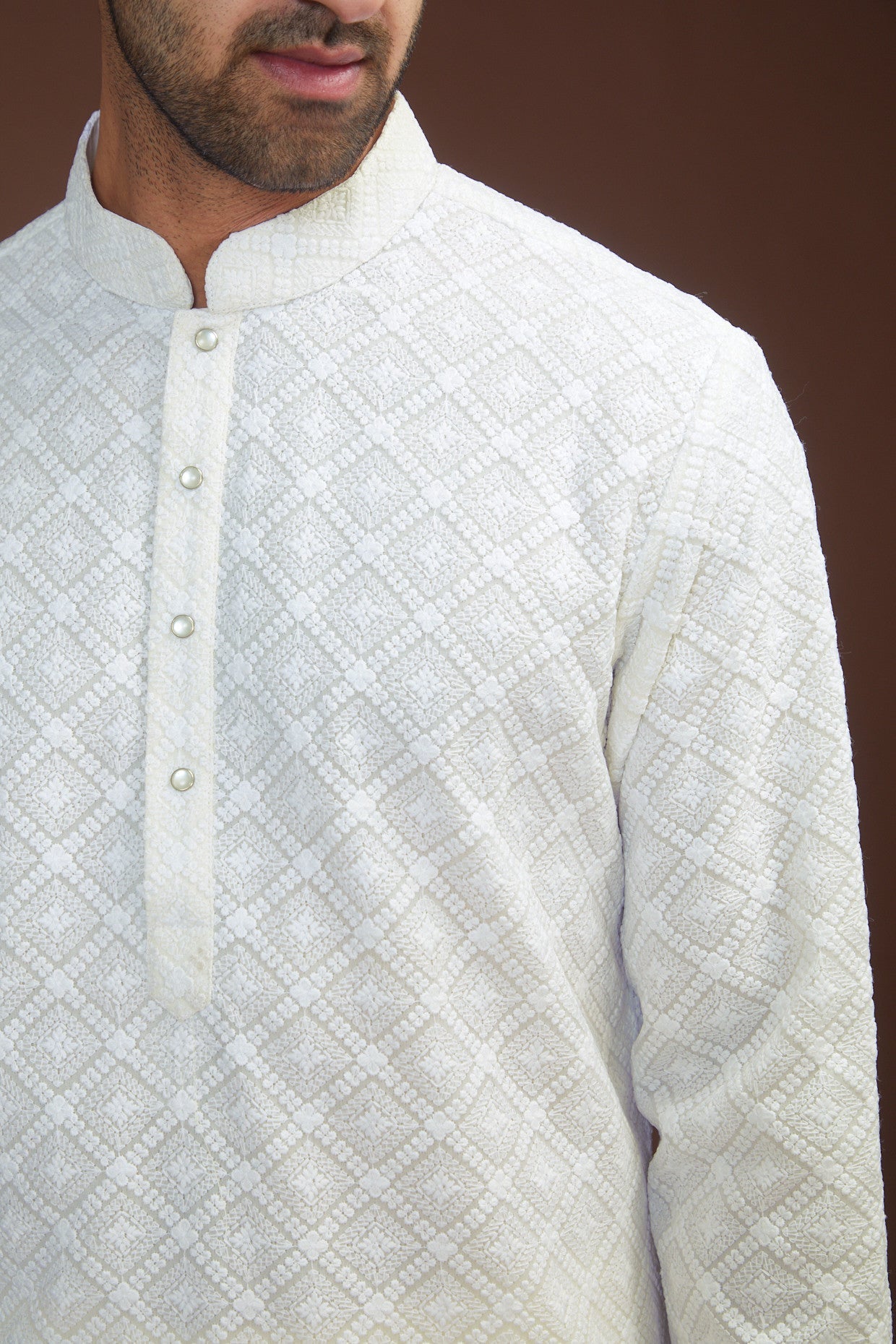 White chikankari kurta - kasbahmen