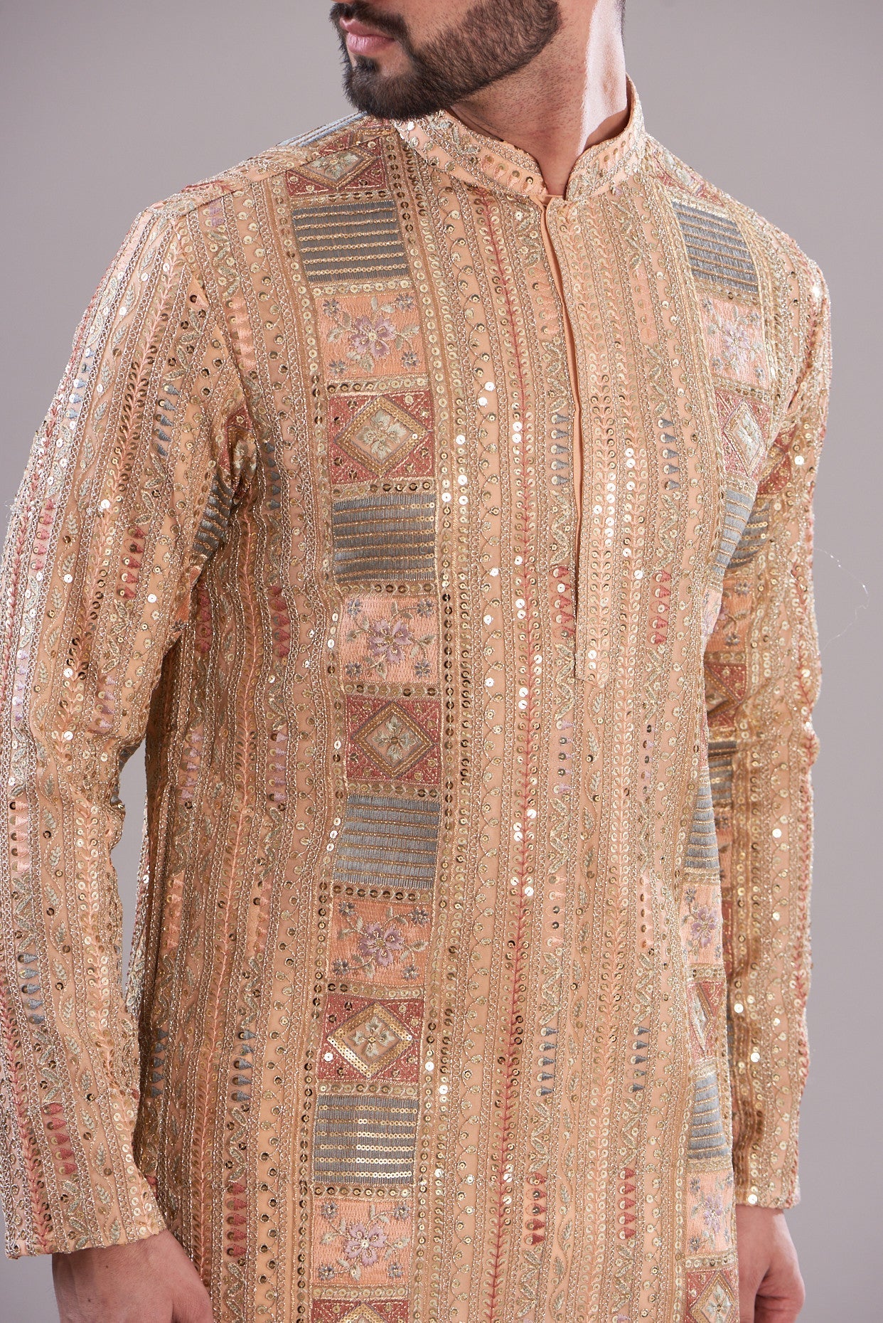 Peach embrodried kurta - kasbahmen