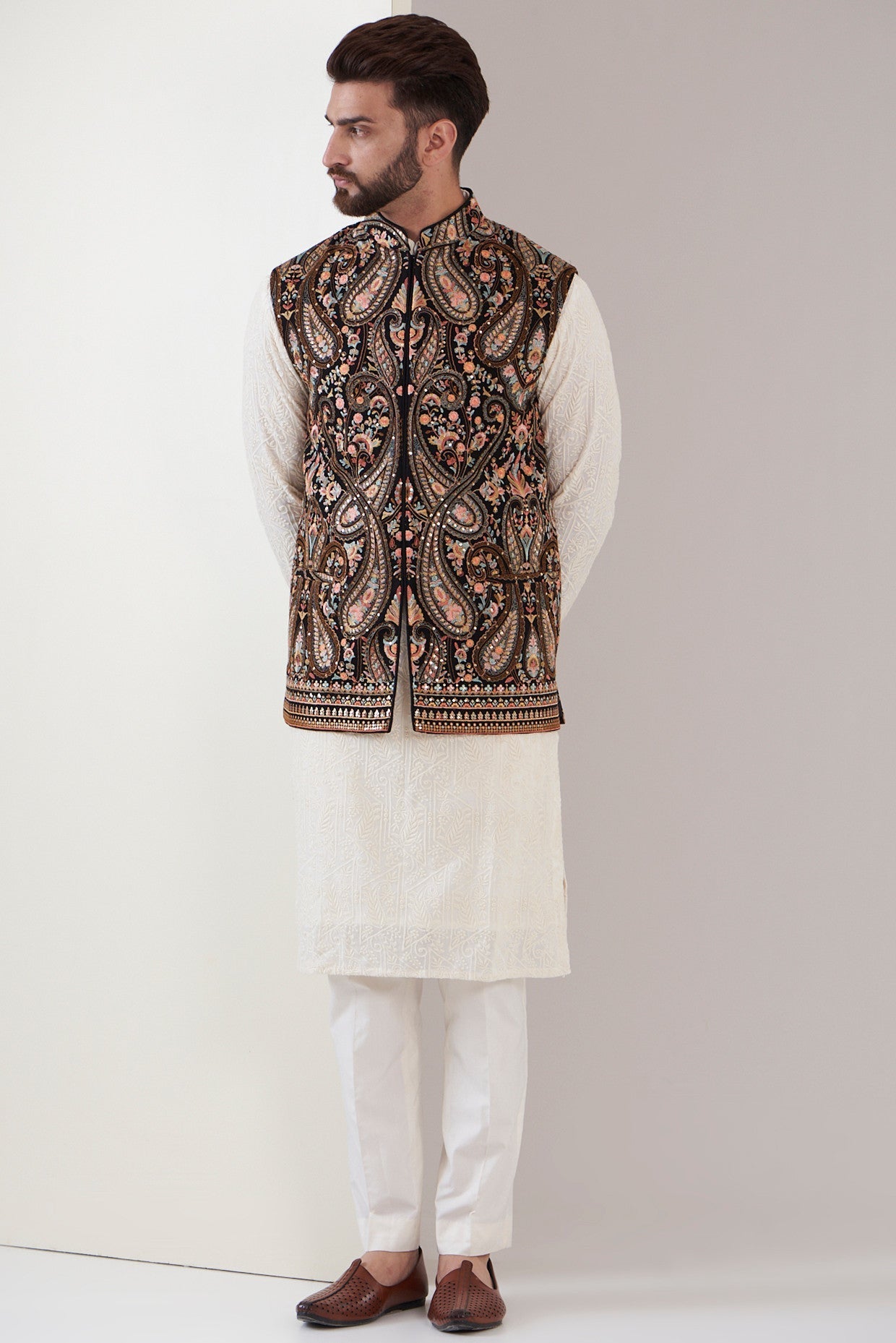 Black Traditional Kalamkari Jacket - kasbahmen