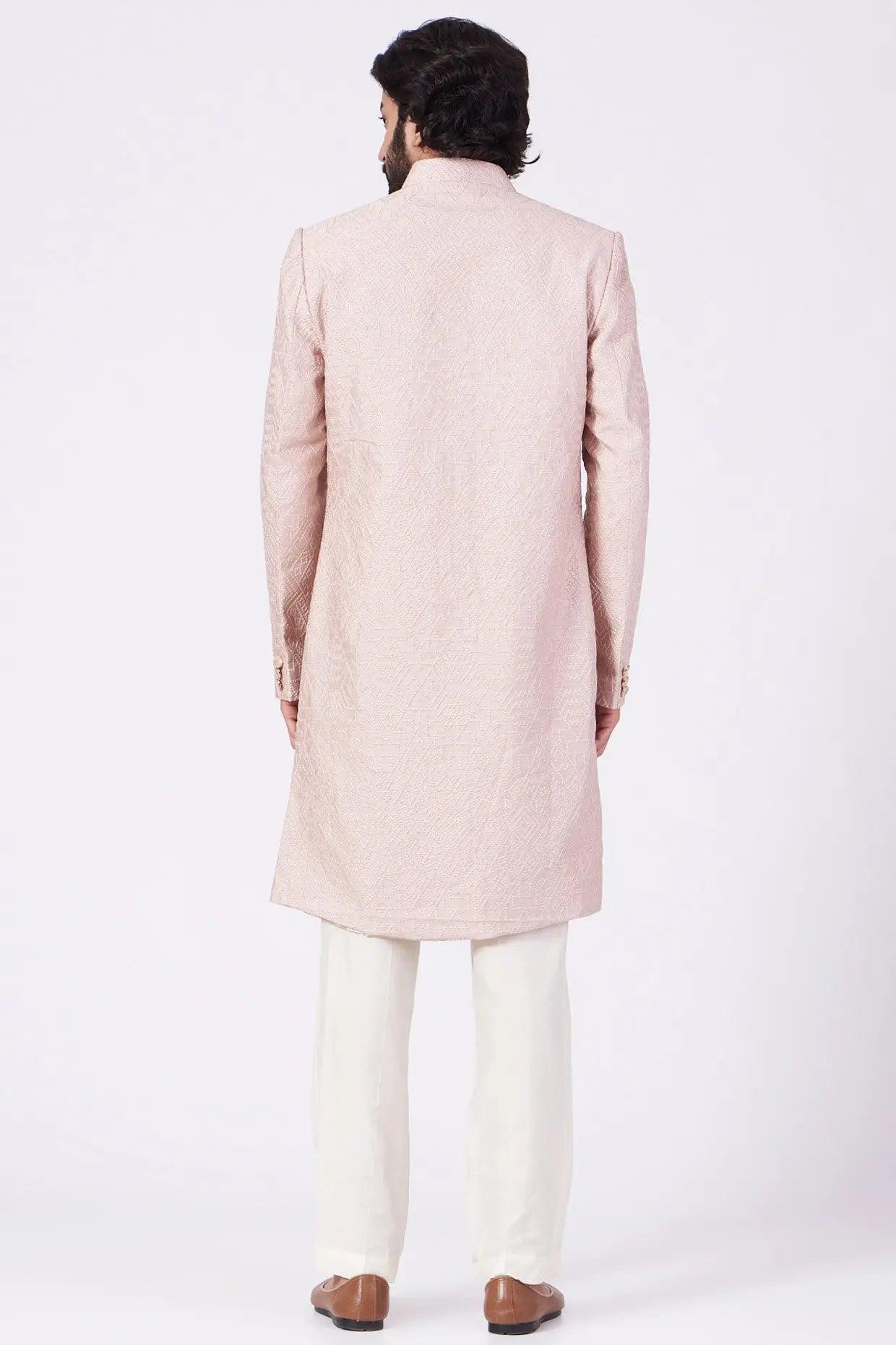 Blush Pink Embroidered Sherwani - kasbahmen