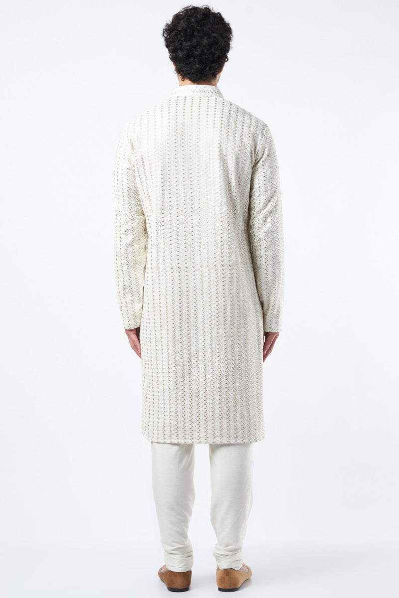 White Embroidered Kurta - kasbahmen