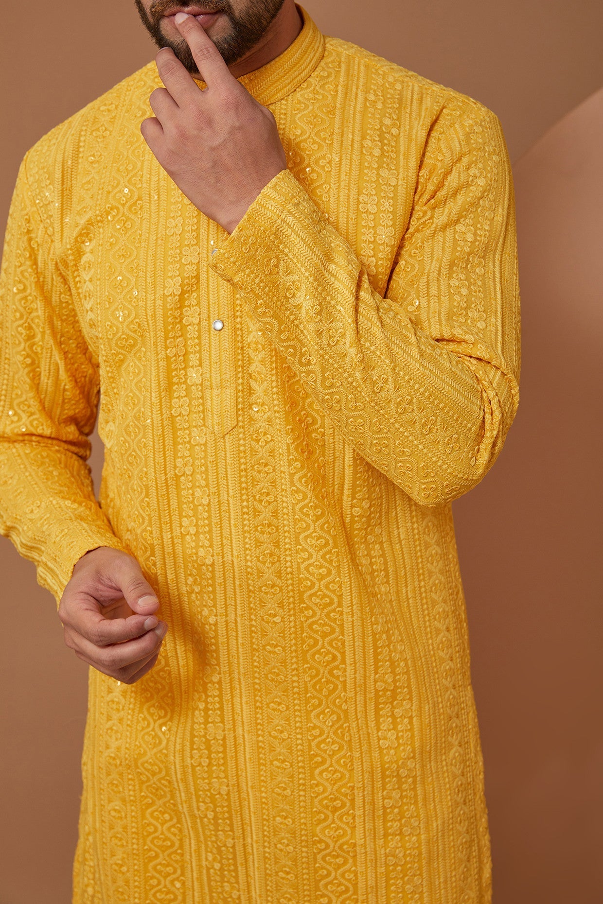 Yellow Chikankari Kurta - kasbahmen