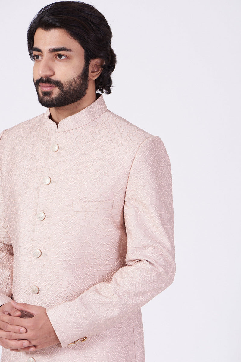 Blush Pink Embroidered Sherwani - kasbahmen