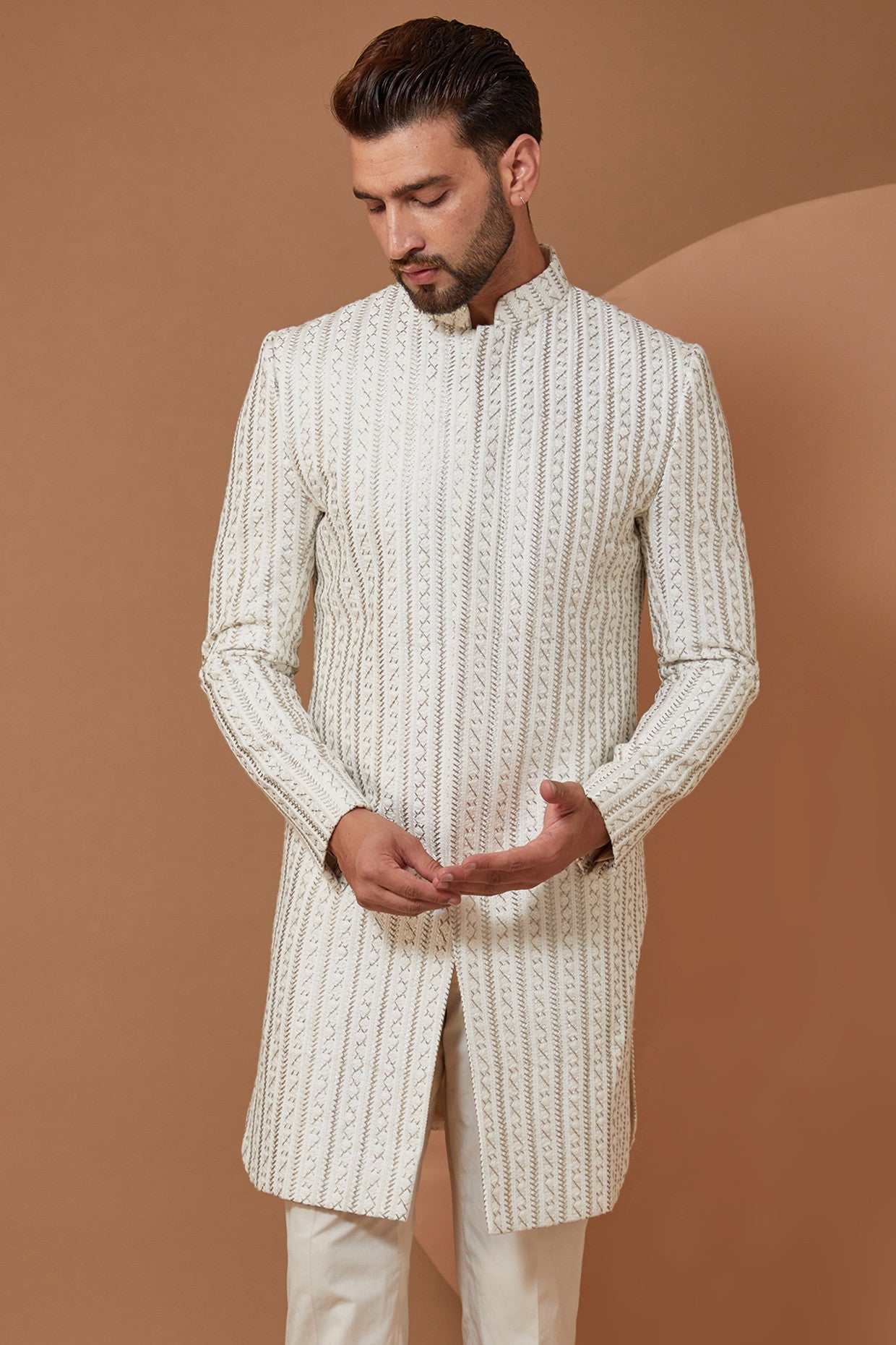 White Royal Cut Indowestern - kasbahmen