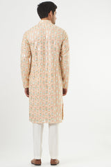 Peach Georgette Embroidered Kurta - kasbahmen