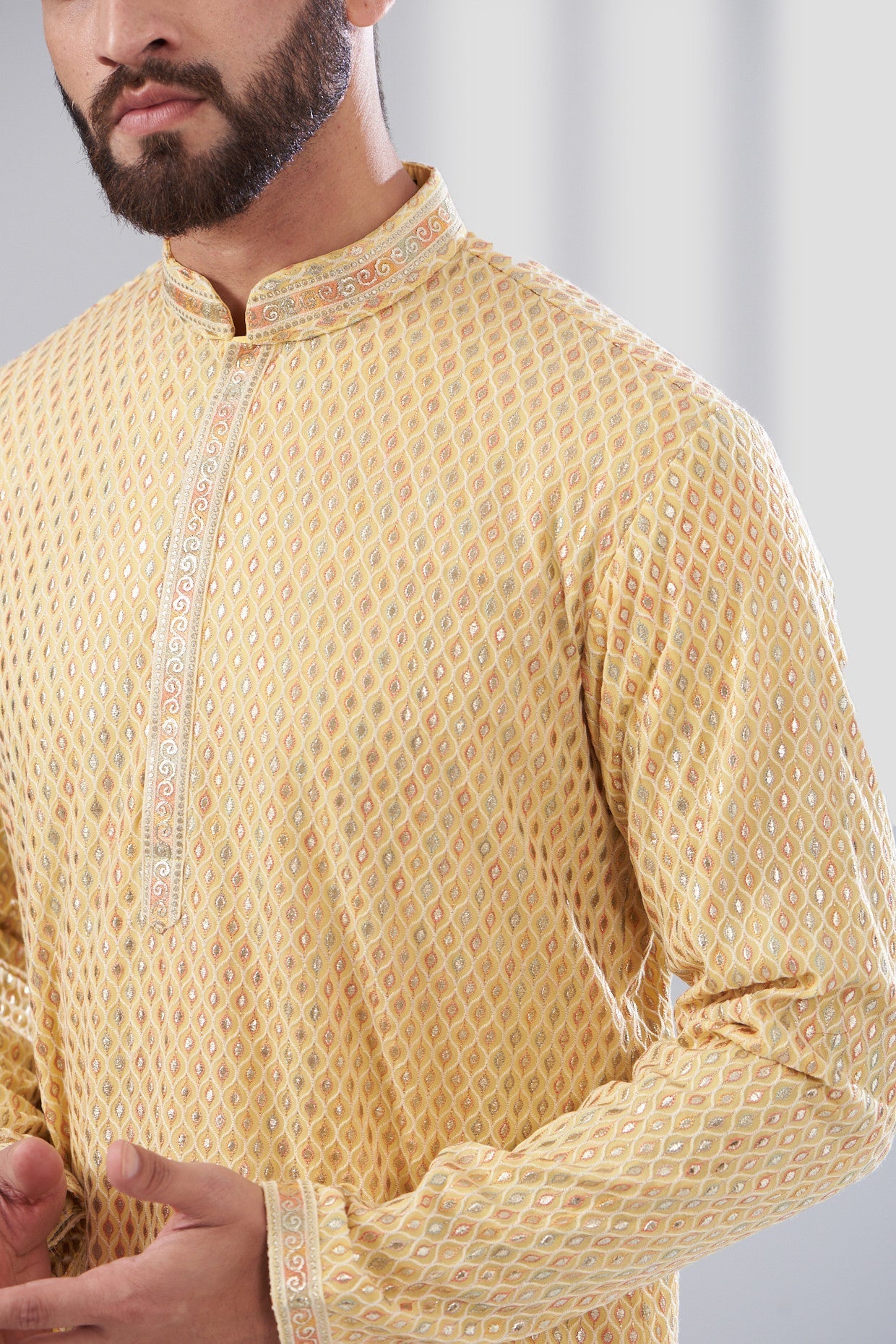 Yellow Chikankari Kurta - kasbahmen