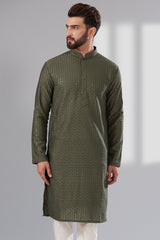 Mehndi Green Chikankari Kurta