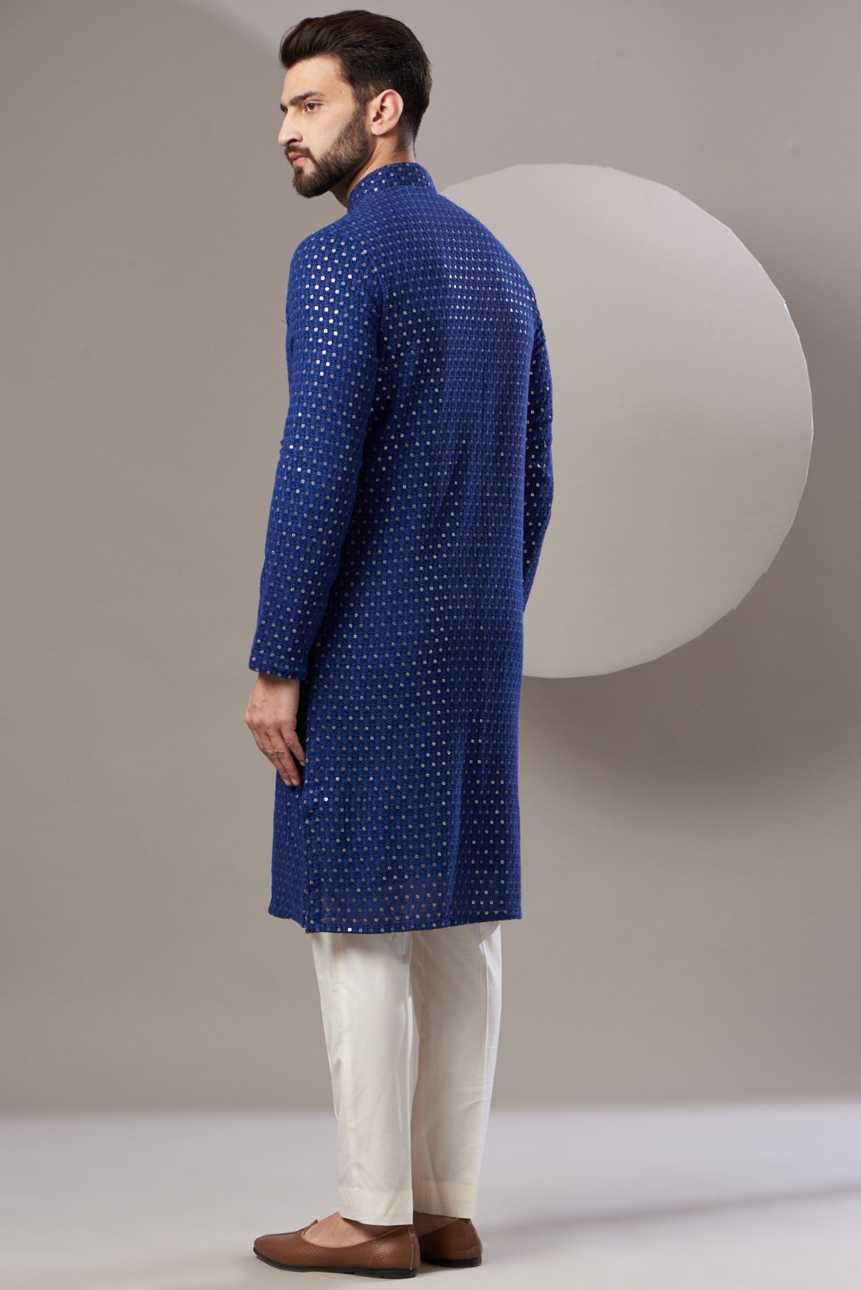 Formal navy blue embrodried kurta - kasbahmen