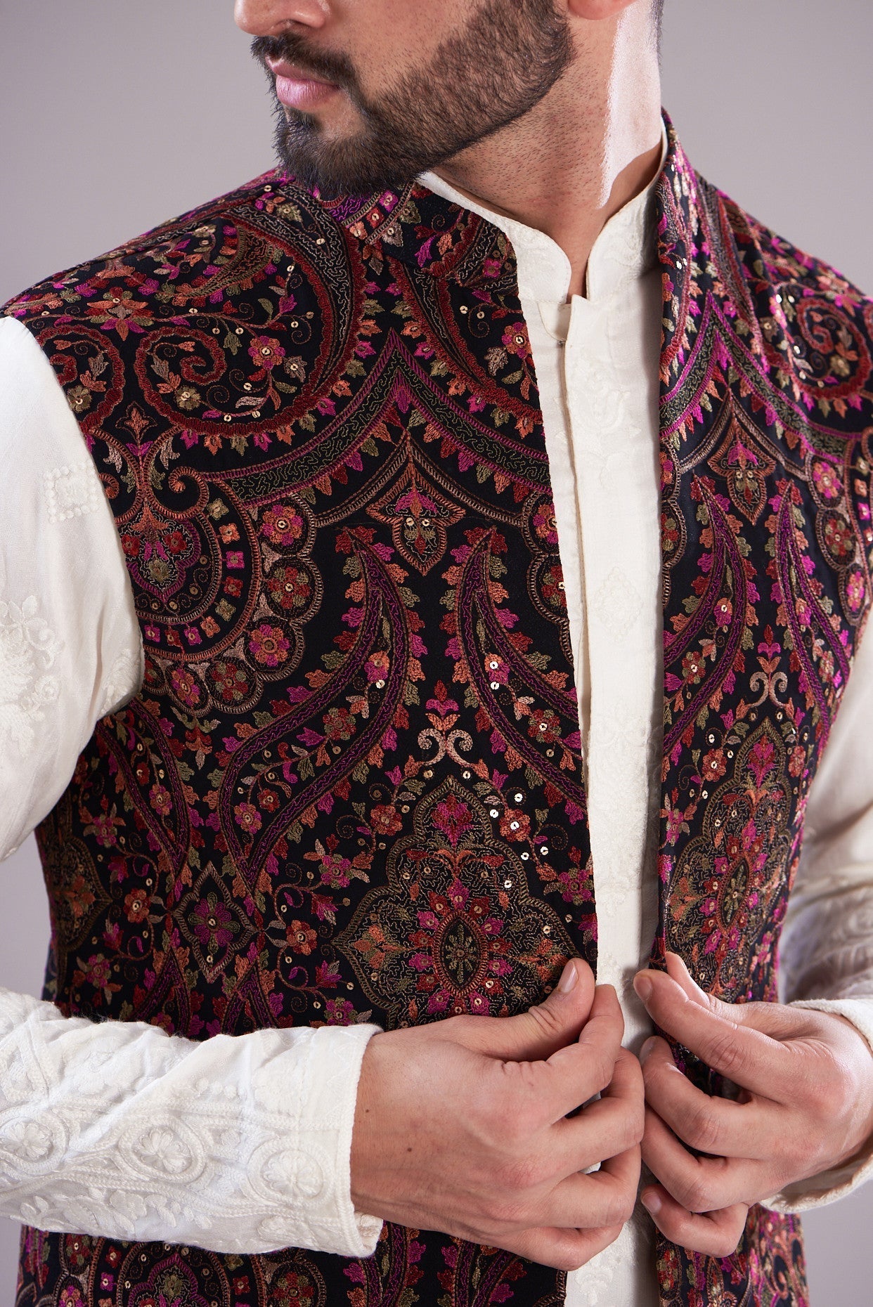 Kalamkari long open shrug - kasbahmen