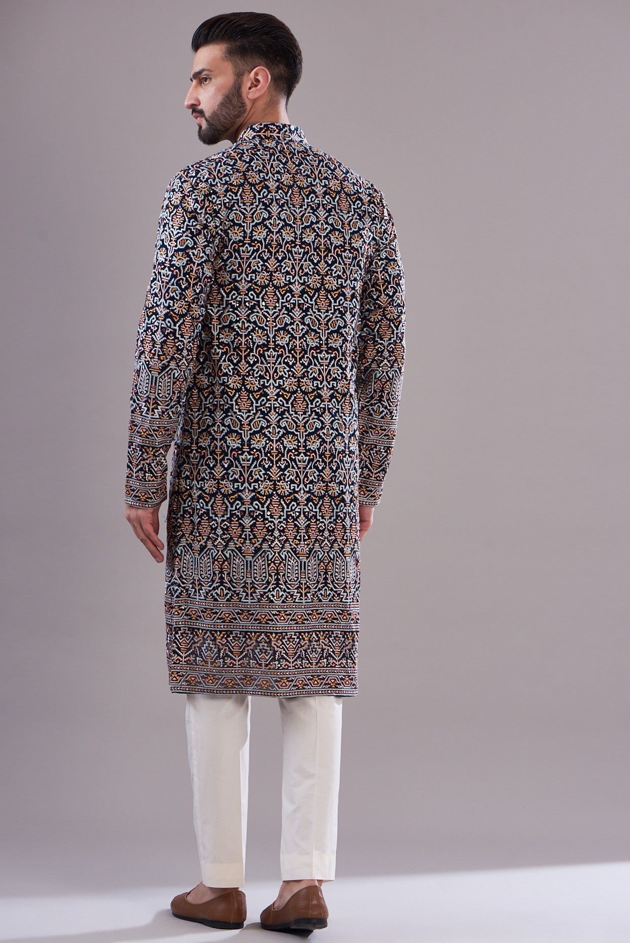 Navy multi embrodried kurta - kasbahmen