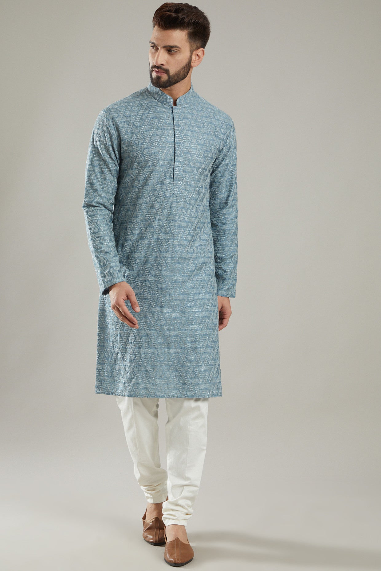 Cobalt Blue Silk Kurta - kasbahmen