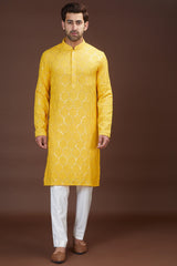 Yellow embrodried kurta