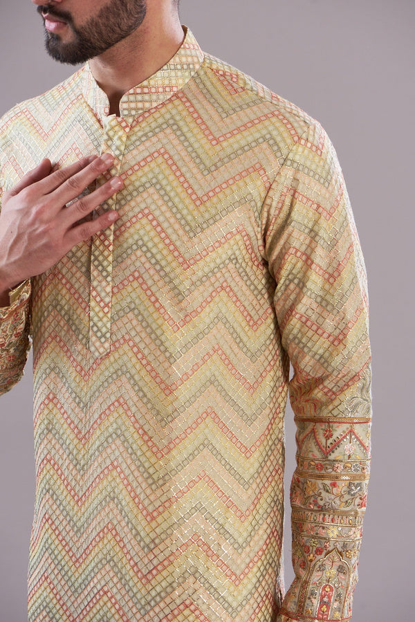 Pink-beige royal embrodried kurta - kasbahmen