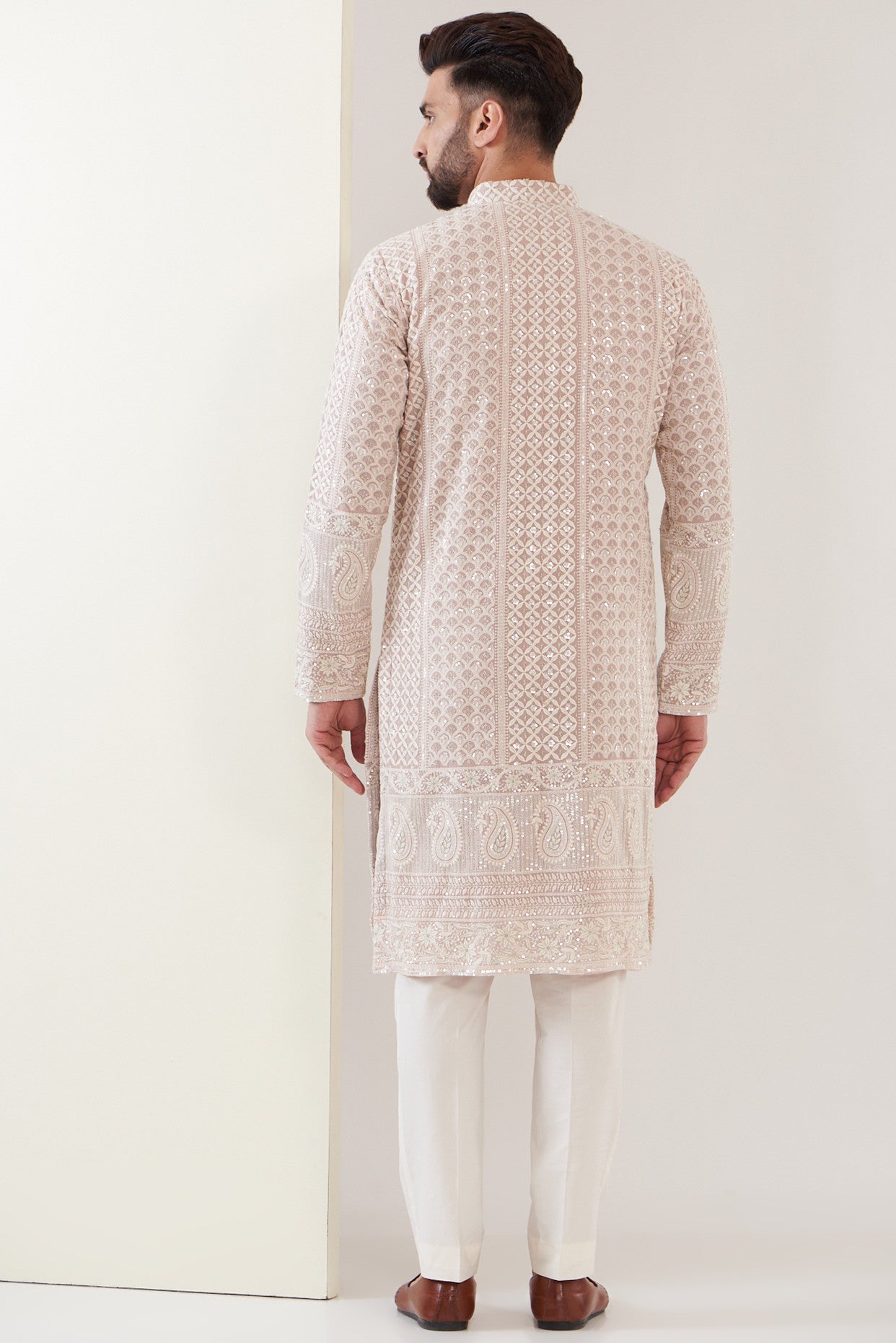 Light mud pink lakhnawi kurta - kasbahmen