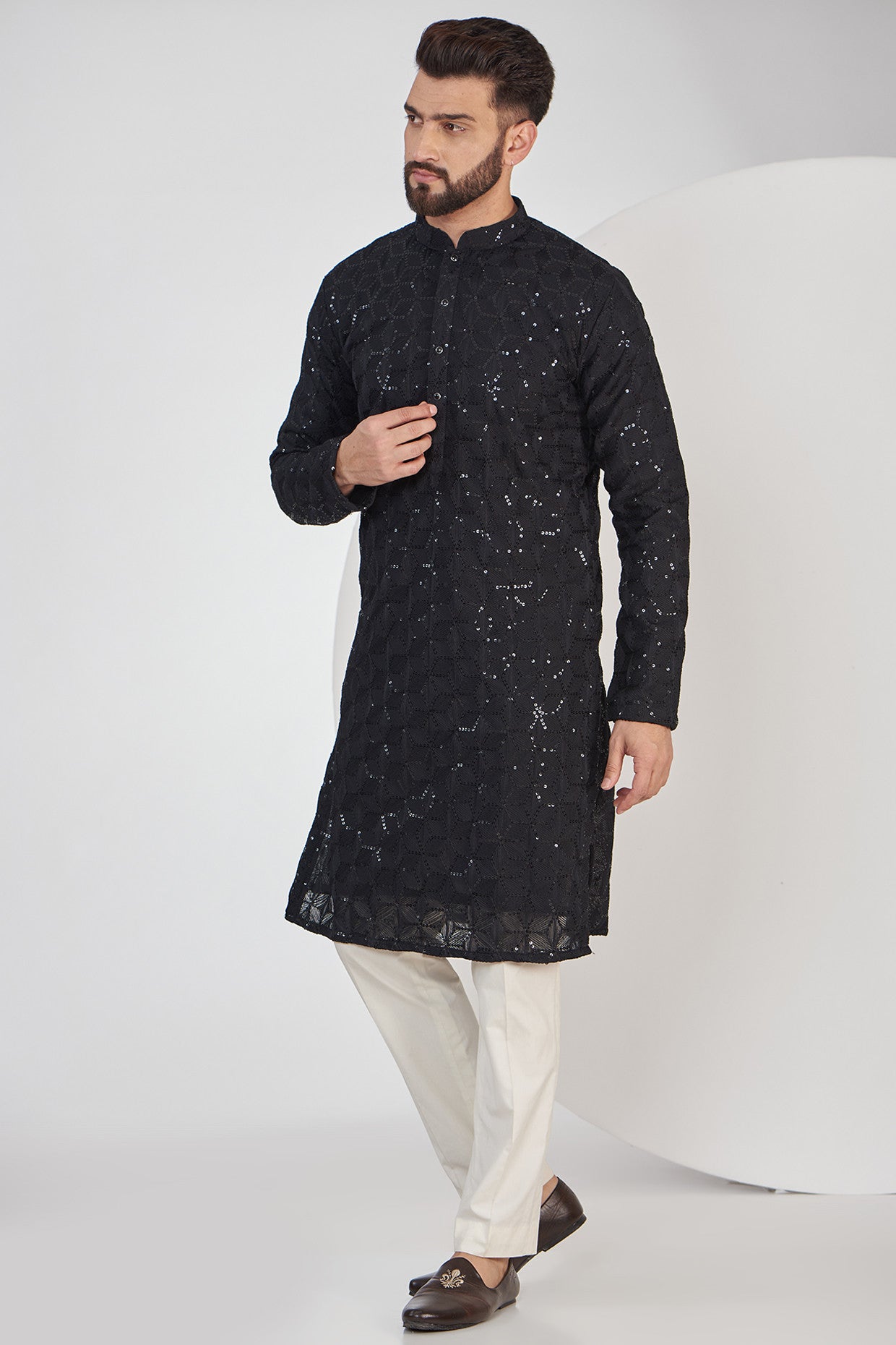 Black Chikankari Kurta - kasbahmen