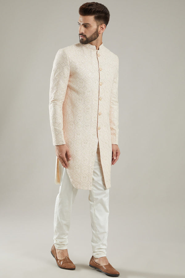 Blush Pink Silk Indo Western Jacket - kasbahmen