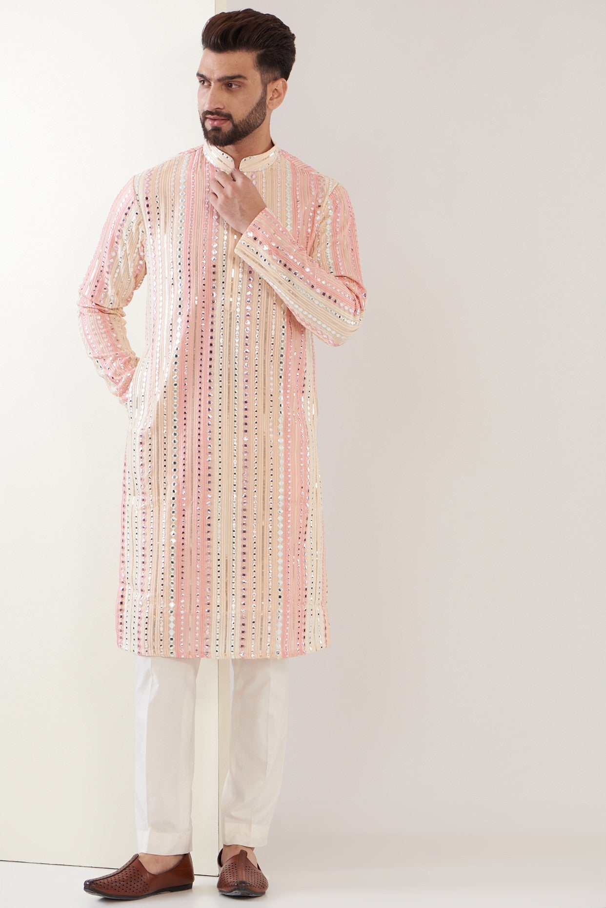 Pink mirror work kurta - kasbahmen