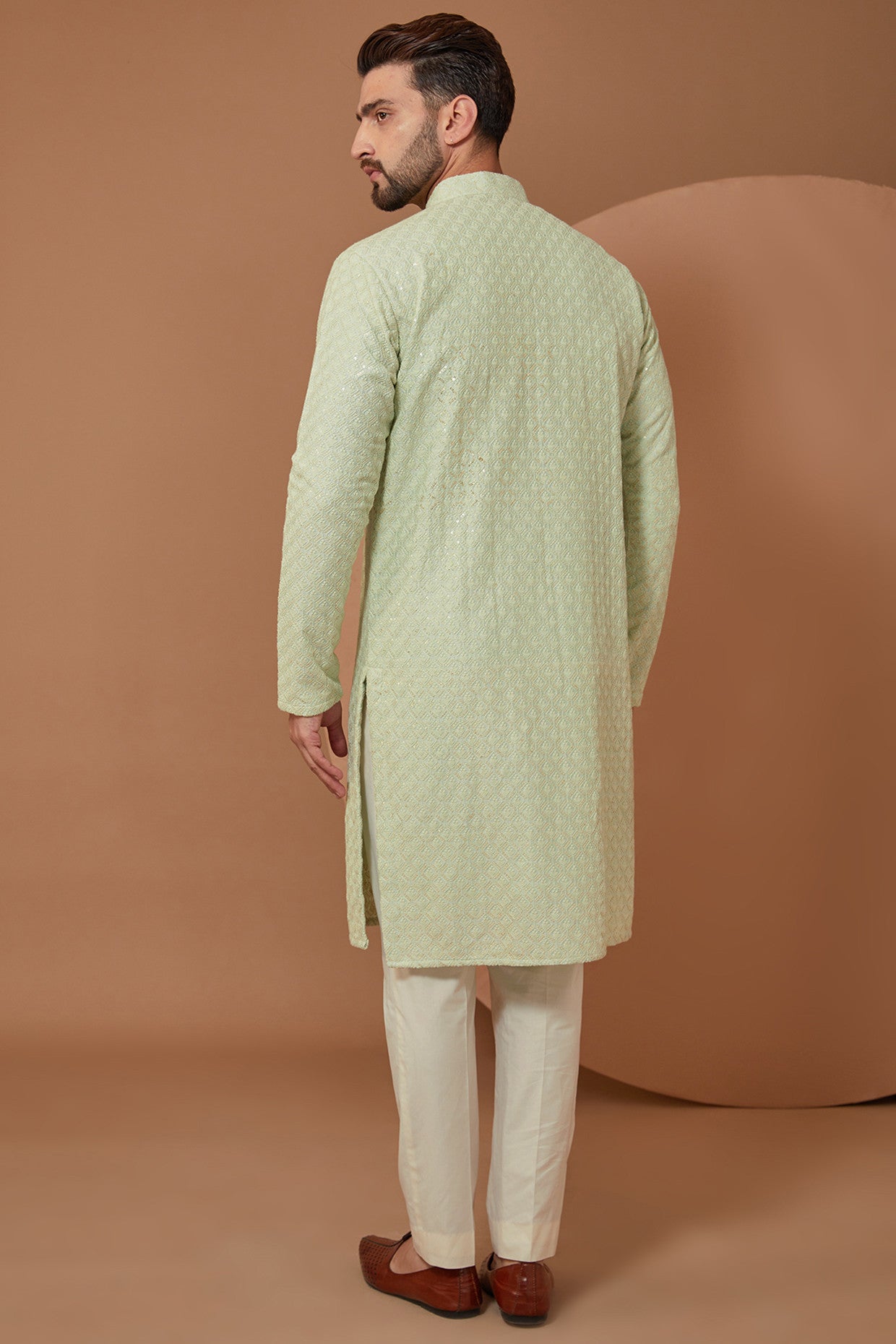 Light Sea Green Embroidered Kurta - kasbahmen