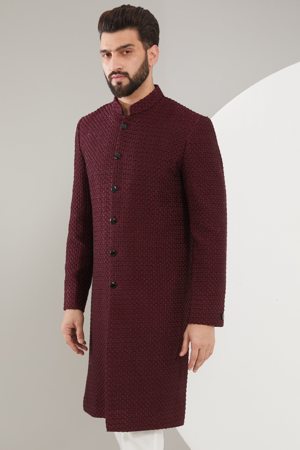 Maroon/Wine Cut-dana Sherwani - kasbahmen