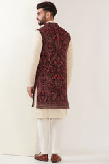 Wine jamawar long jacket - kasbahmen