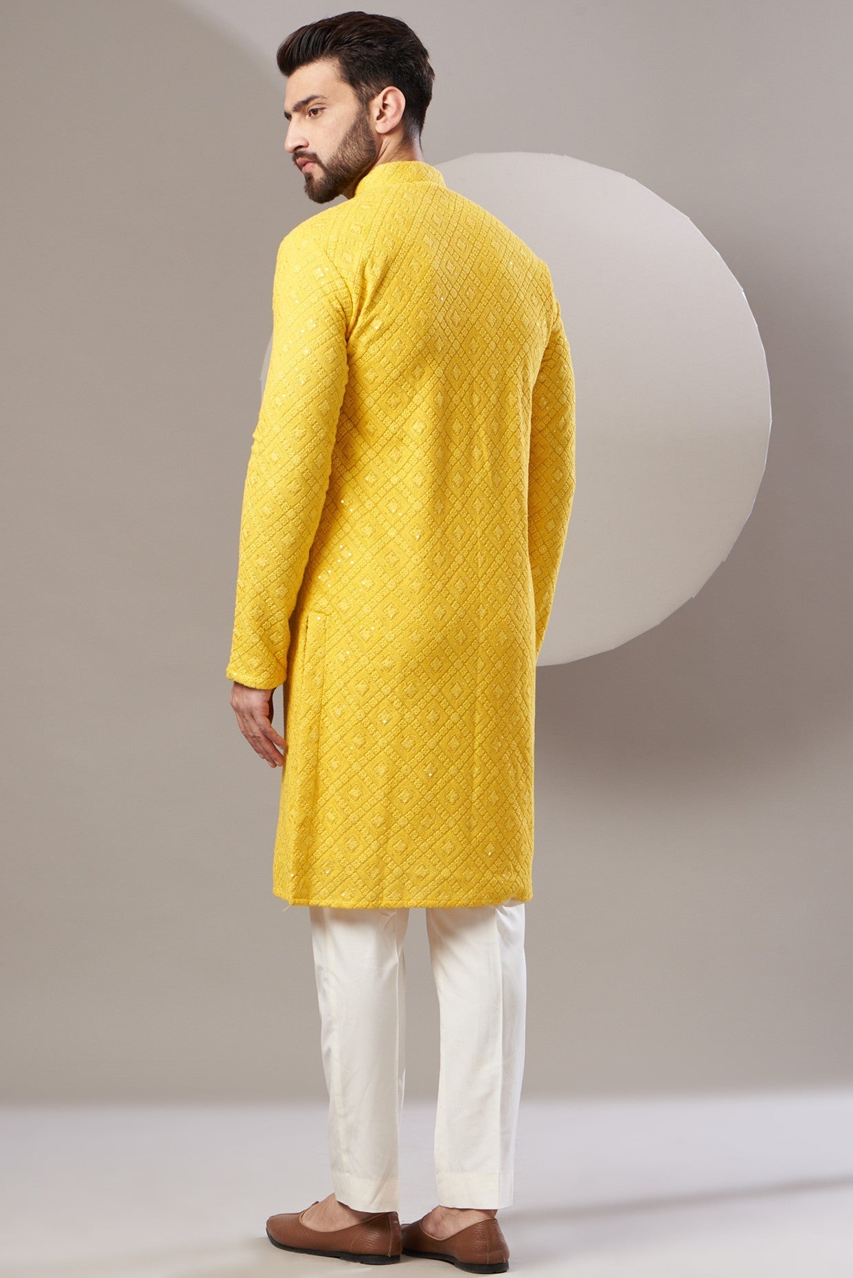 Formal yellow chikankari kurta - kasbahmen