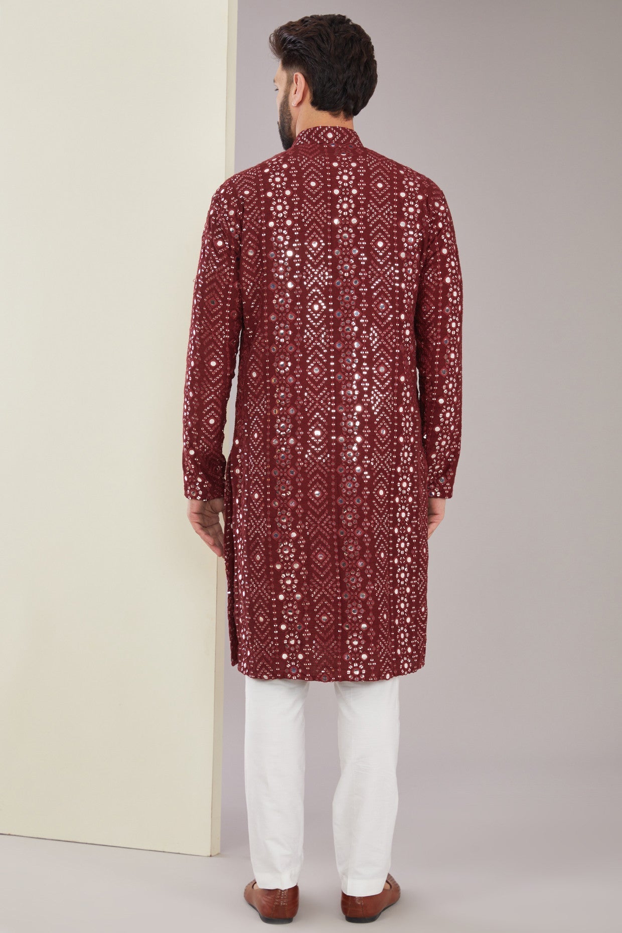 Signature Maroon Mirrorwork Kurta - kasbahmen