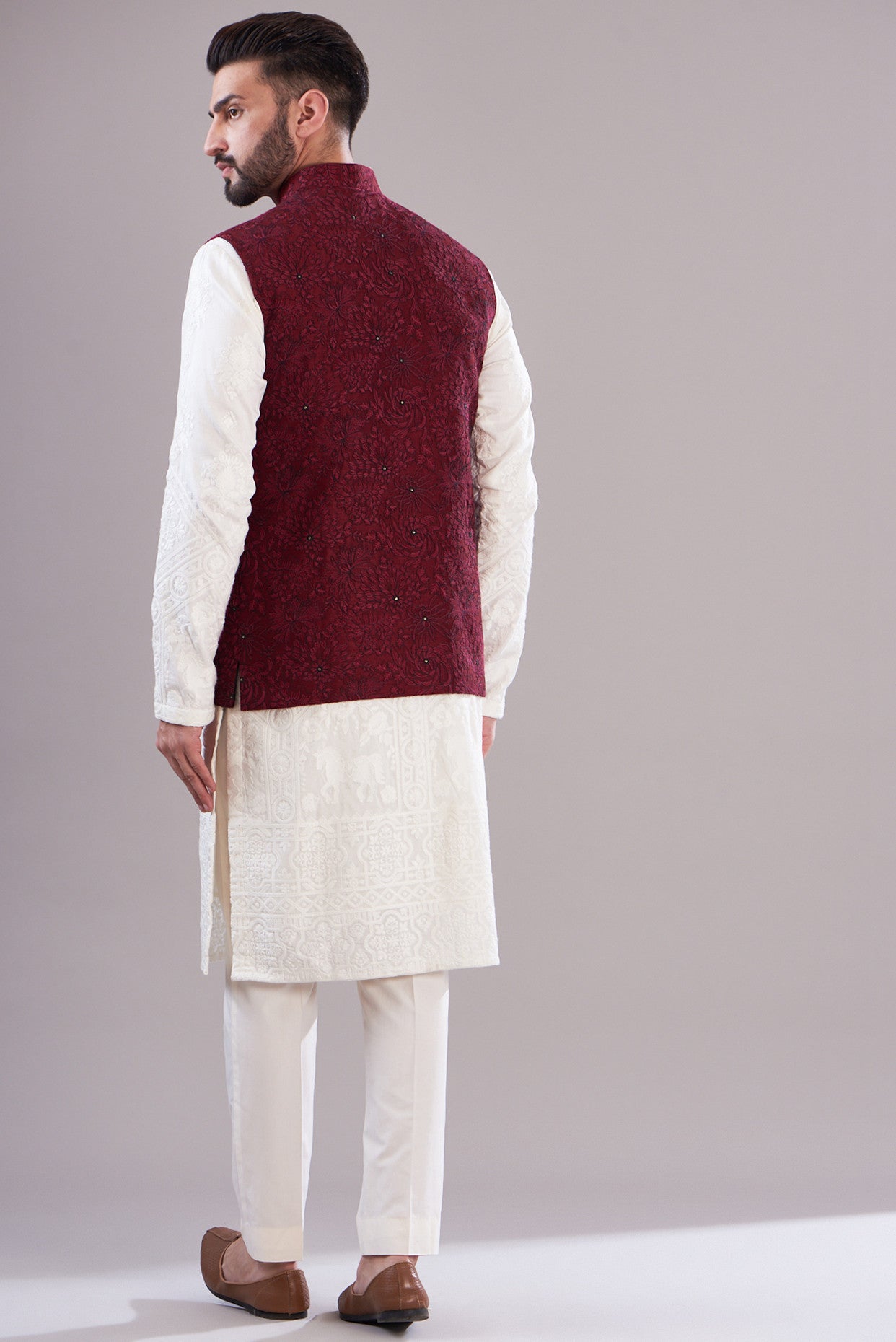 Deep red nehru jacket - kasbahmen