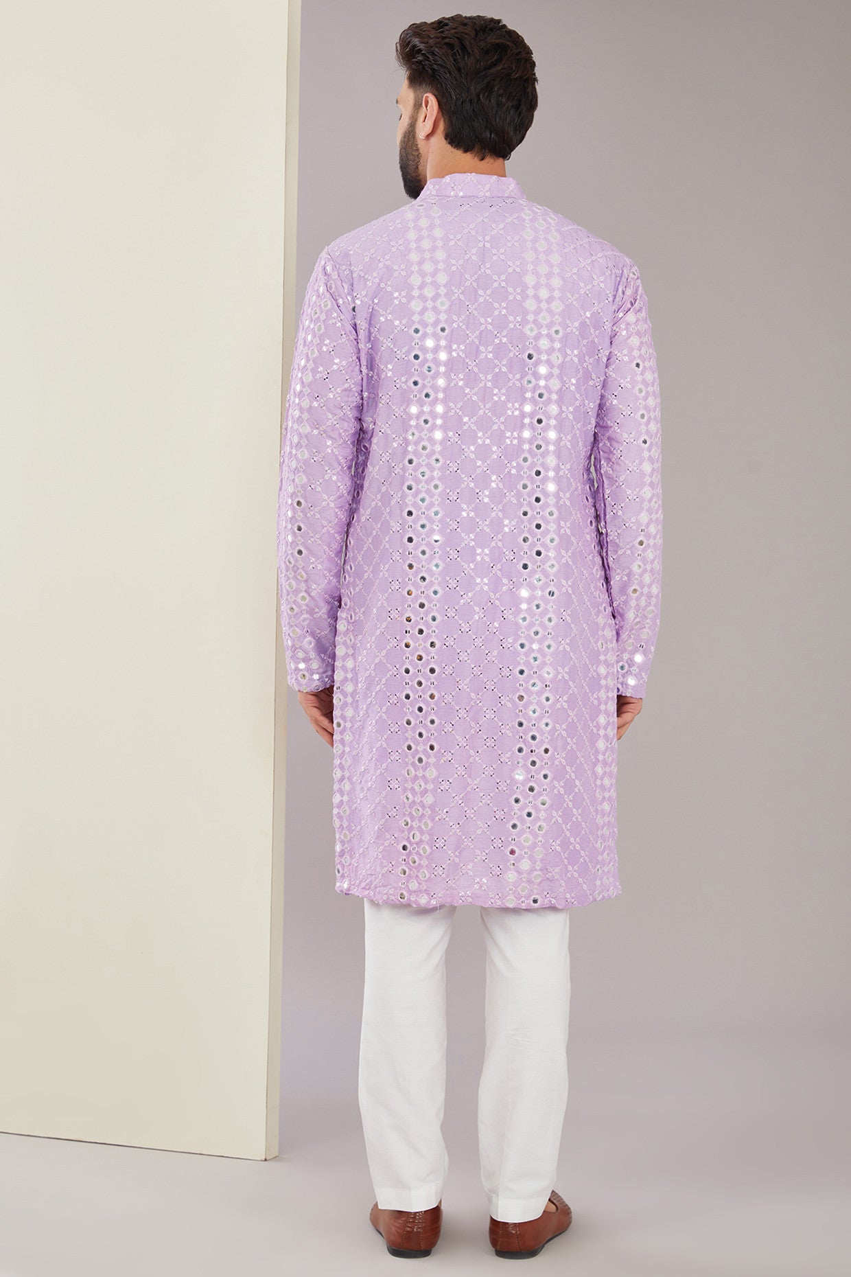 Signature Lilac Mirrorwork Kurta - kasbahmen