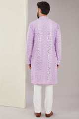 Signature Lilac Mirrorwork Kurta - kasbahmen