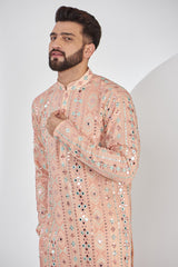 Peach Mirrorwork Kurta - kasbahmen