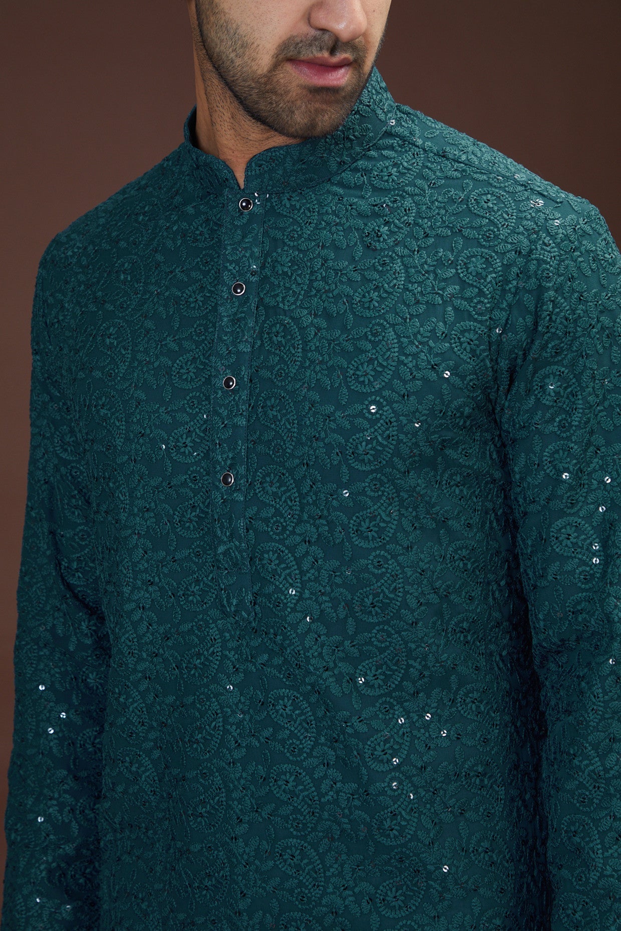 Teal chikankari kurta - kasbahmen