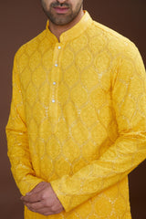 Yellow embrodried kurta