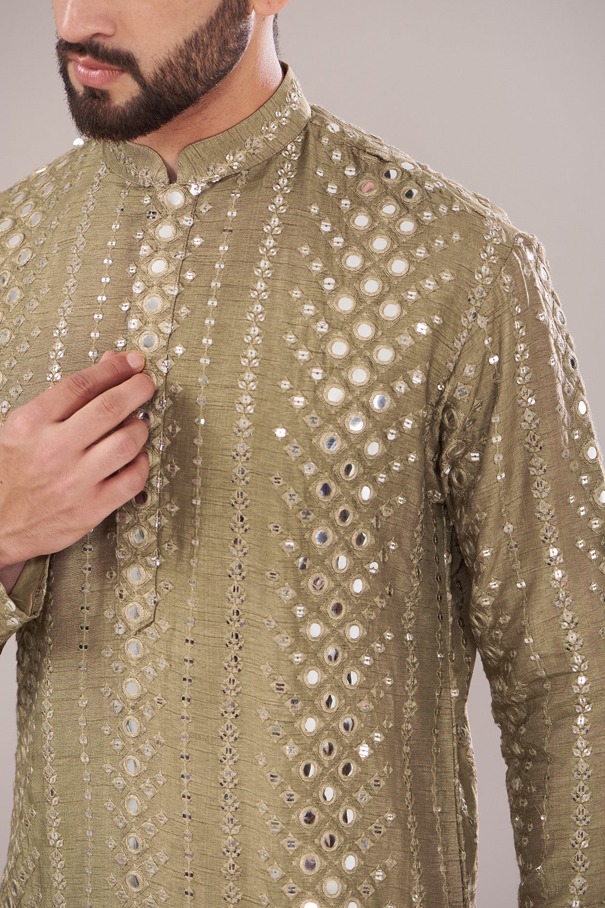 Dark Copper Silk Embroidered Kurta - kasbahmen