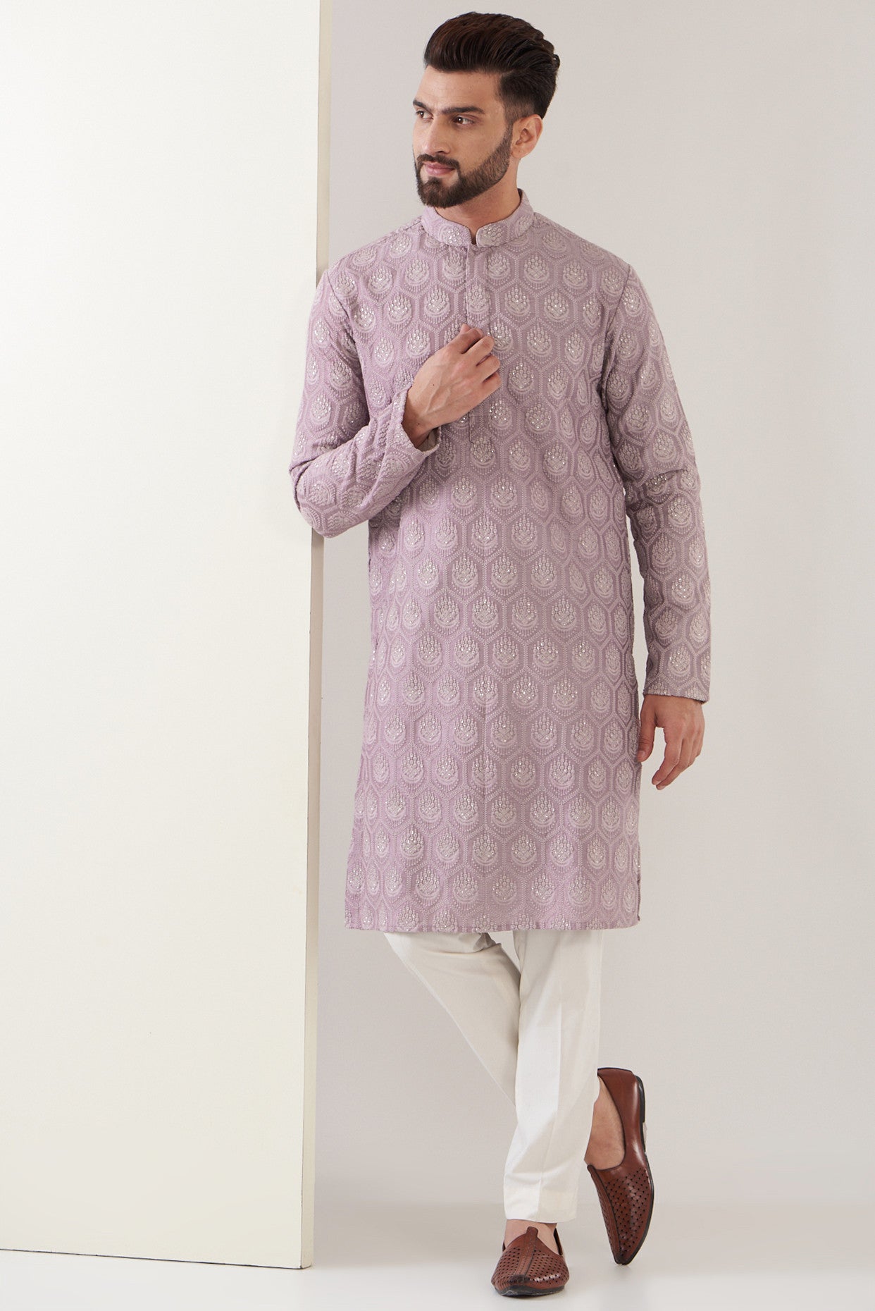 Lilac embrodried kurta - kasbahmen