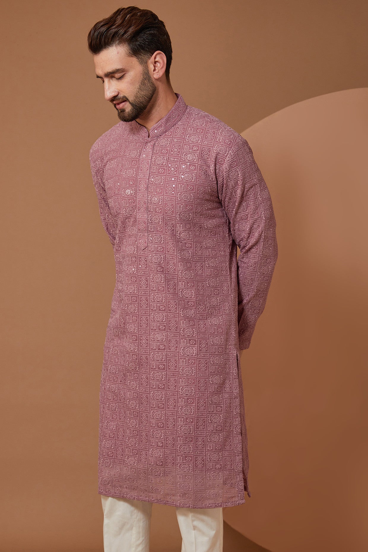 Purple Mauve Chikankari Kurta - kasbahmen