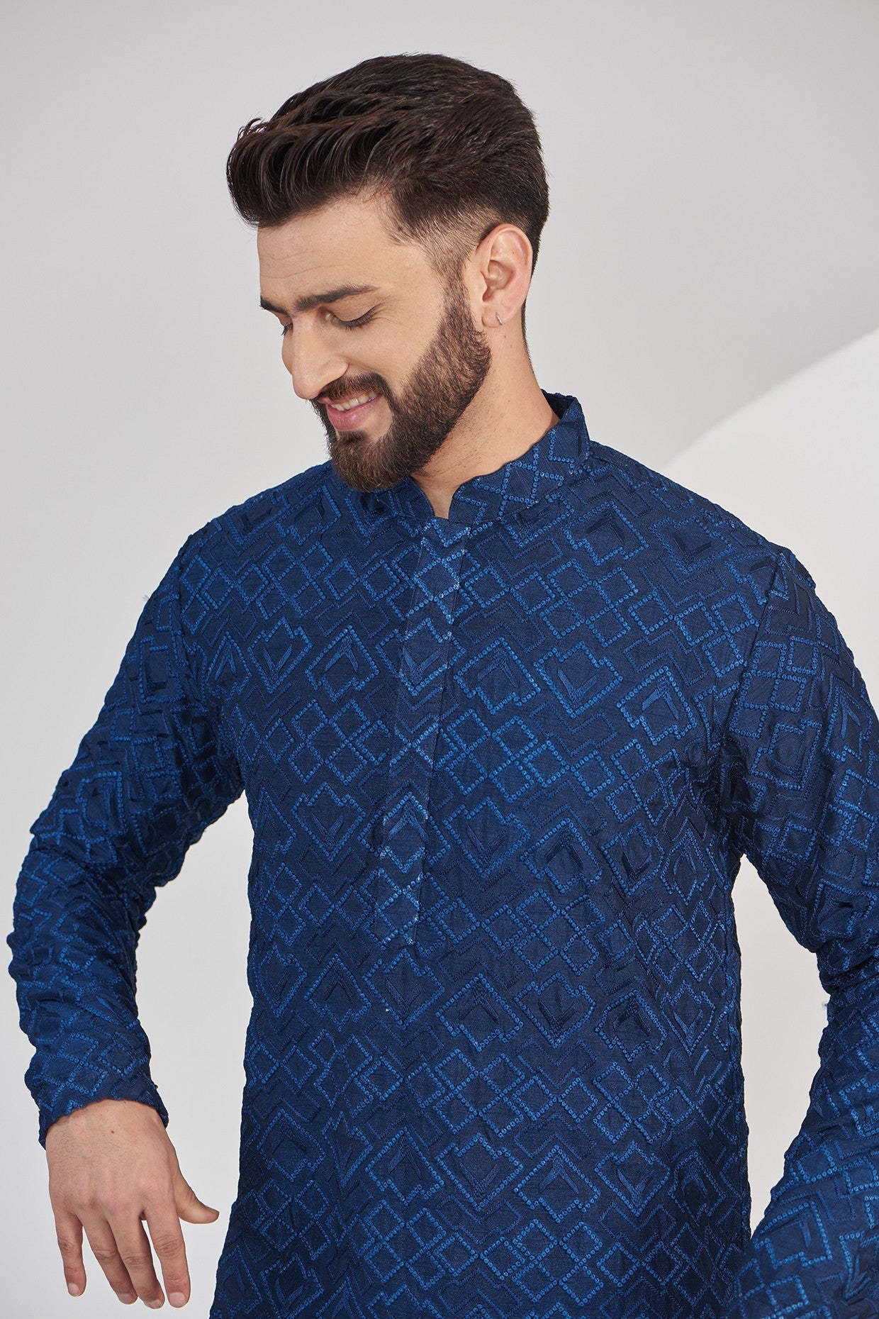 Bright navy blue chikankari kurta - kasbahmen